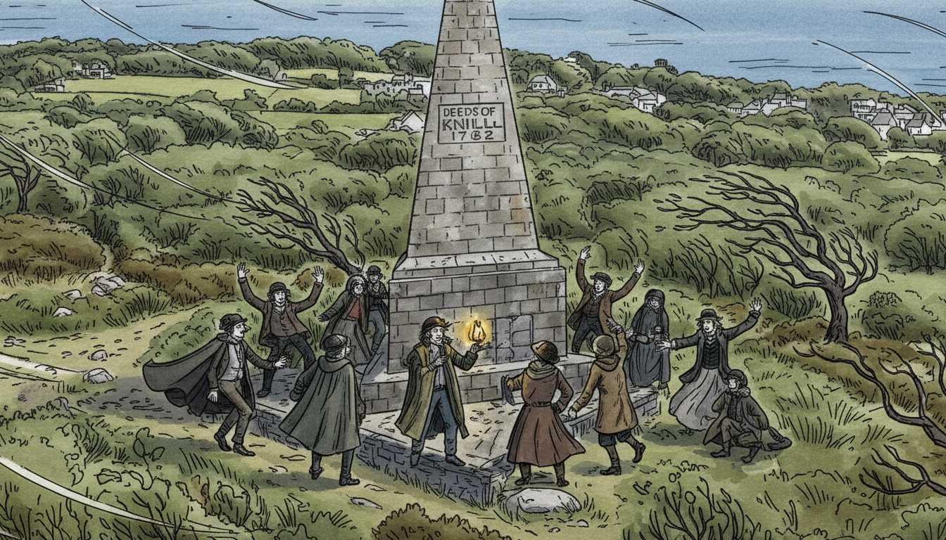 Knill's Monument overlooking St Ives Bay, Cornwall